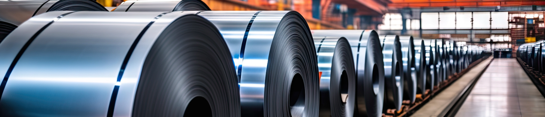 Flat steel coils in a processing facility